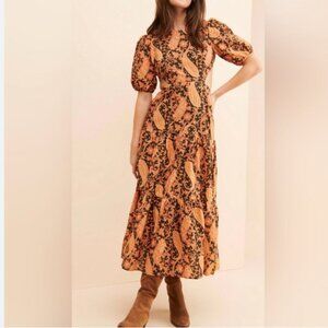 CHARLIE HOLIDAY Flores Maxi Dress Black Orange brown Burnt Paisley 2
